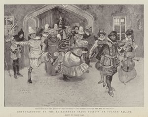 Vermaak door de Elizabethaanse Toneelvereniging in Fulham Palace door Frank Craig